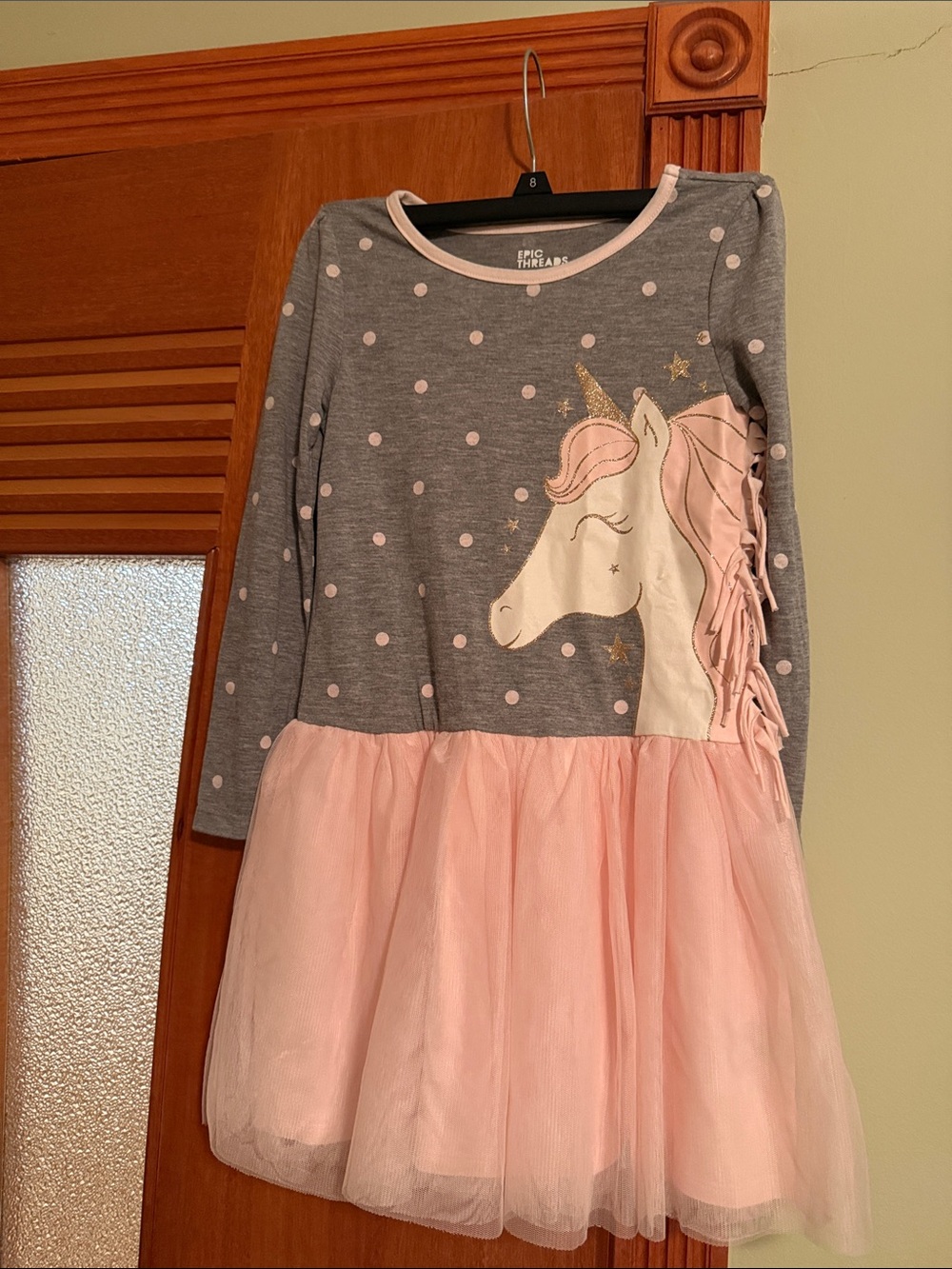 Epic Threads Gray & Pink Unicorn Tulle Dress